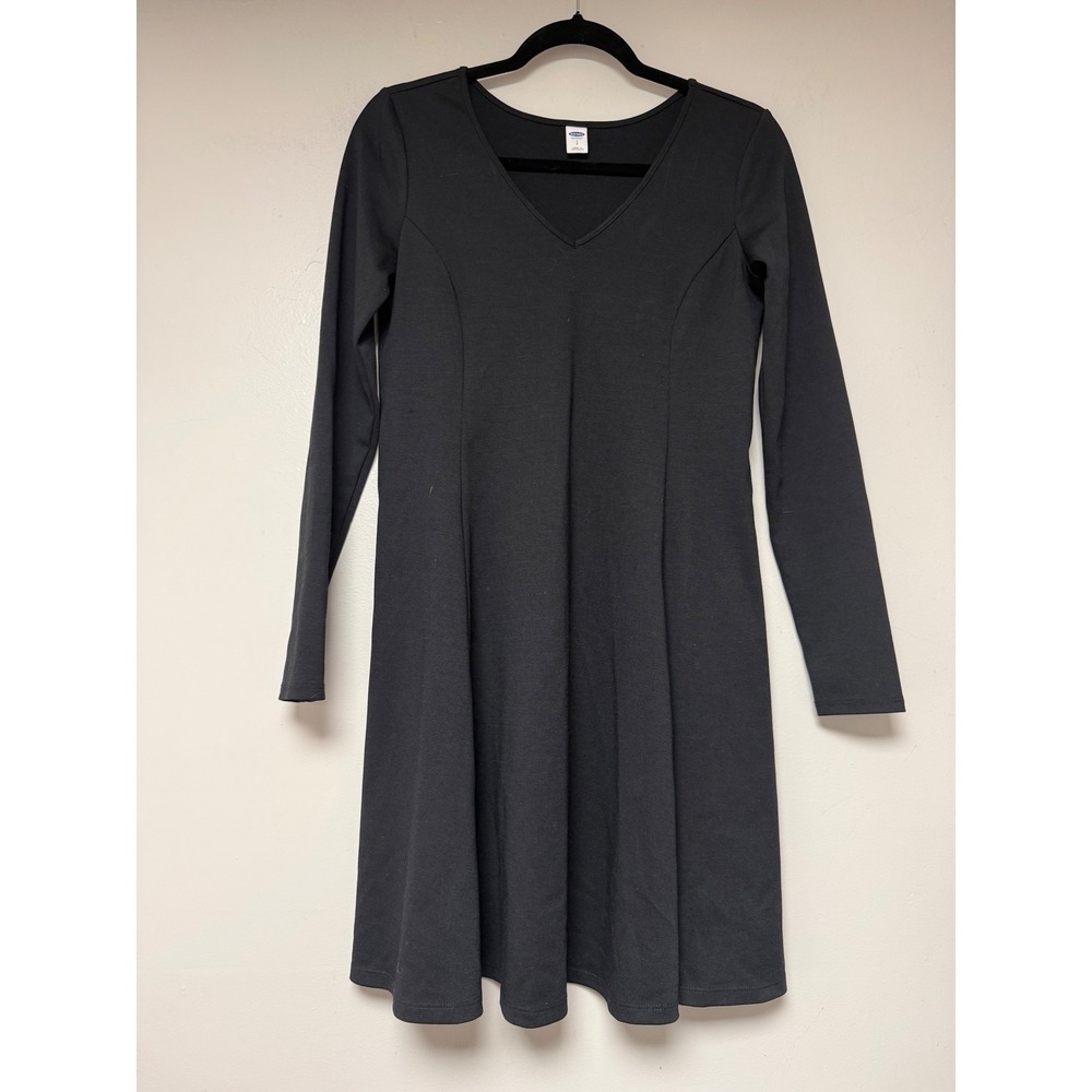 Old Navy Black Long Sleeve V Neck Fit and Flare Dress‎ - Women's Small